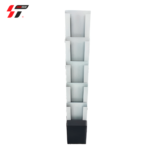 Буклетница  А4 прямая металическая серая